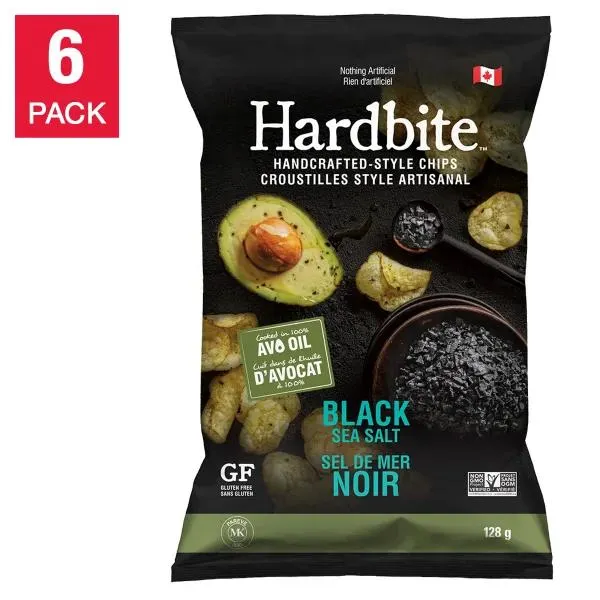 Hardbite Handcrafted-Style Chips, 6 × 128 g