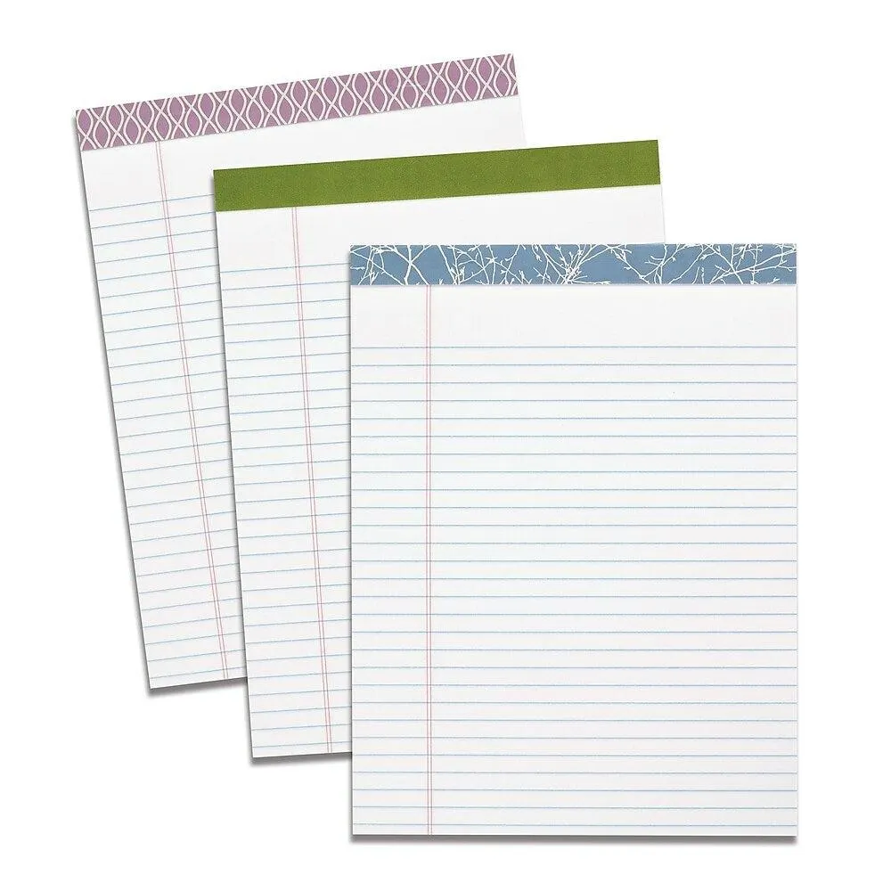 Staples - Tablette d'écriture de mode, 8 1/2 po x 11 3/4 po, lignes larges, blanc, 50 feuilles