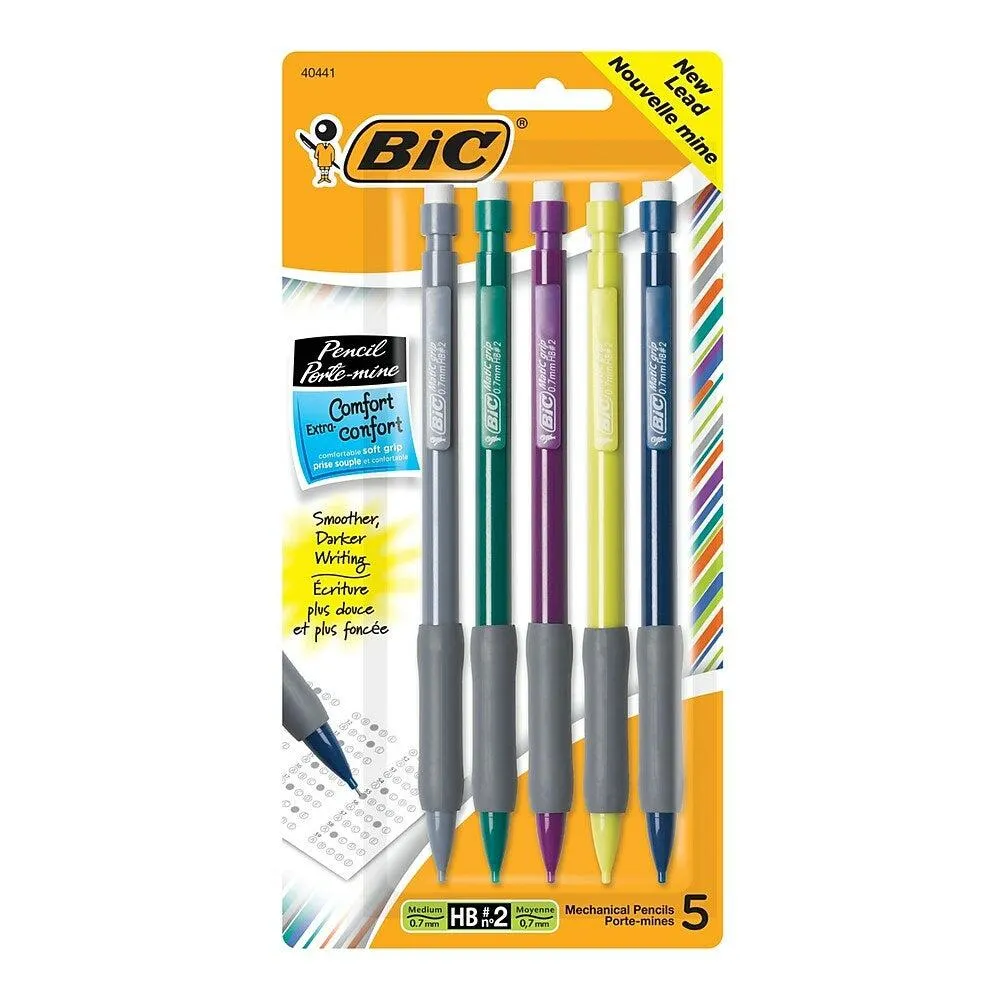 BIC - Porte-mine HB Extra-Comfort - 0,7 mm - Paquet de 5