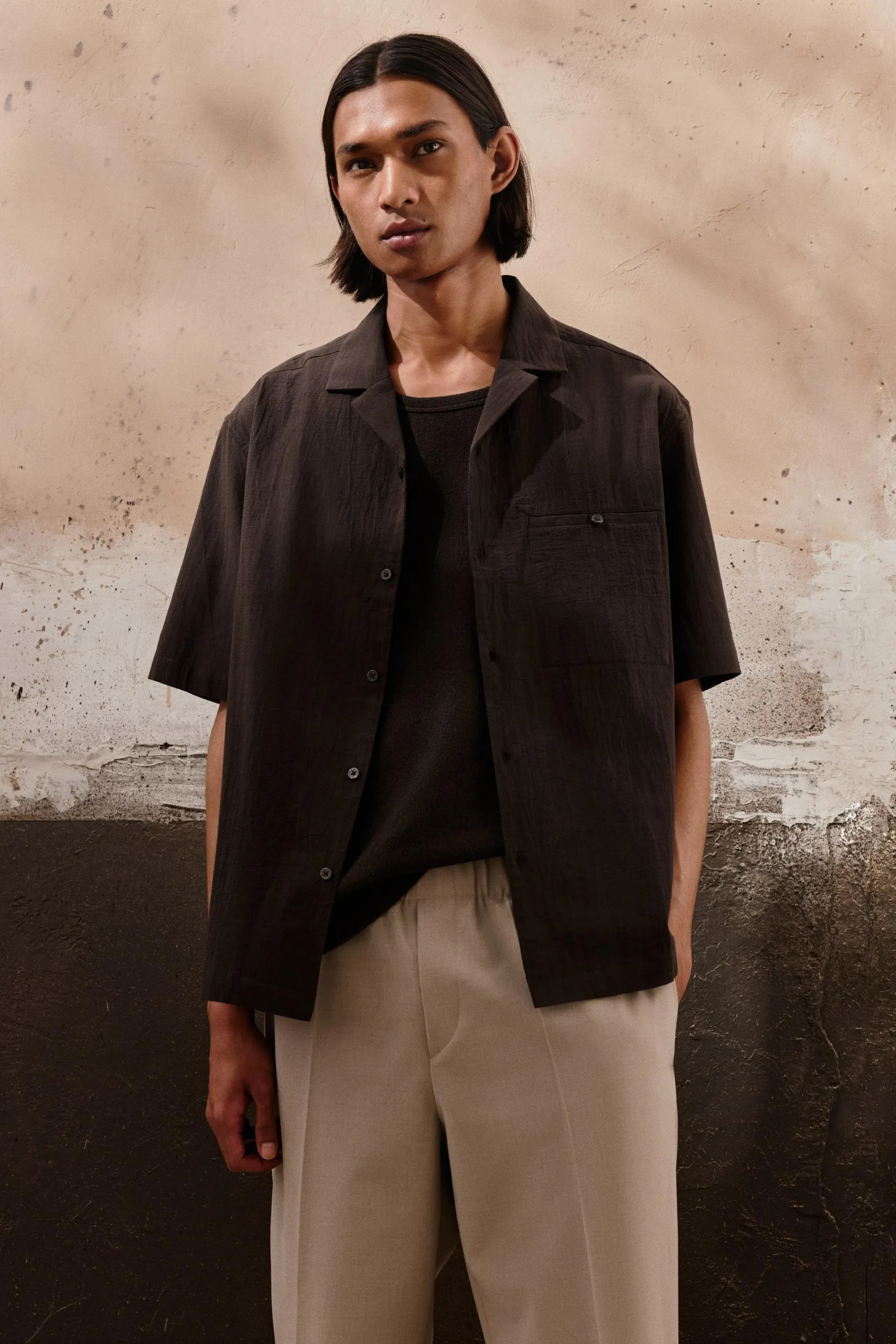 Chemise coupe classique à col cubain