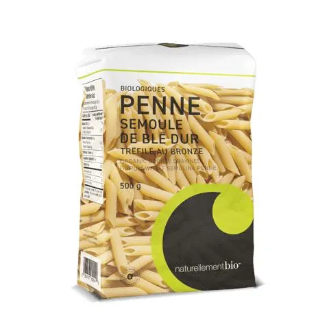 Pâtes biologiques - Penne à la semoule de blé dur tréfilés au bronze