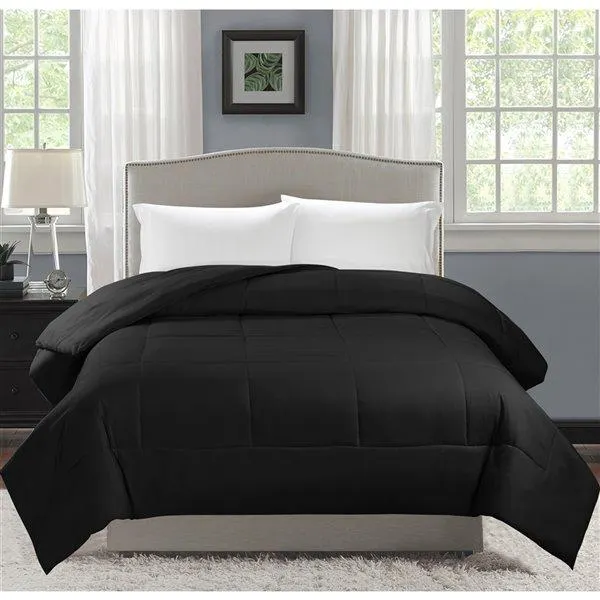 Couette en polyester avec rembourrage en polyester noir uni, lit une place, par Swift Home
