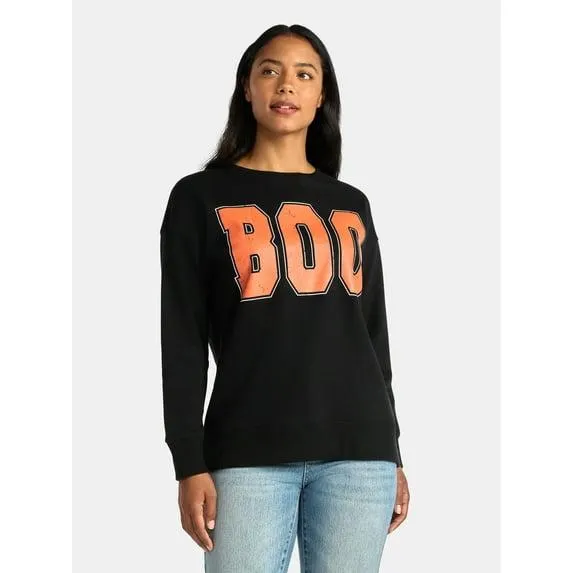 Women's Halloween Boo Graphic Fleece Sweatshirt from Way to Celebrate, Sizes S-XXXL