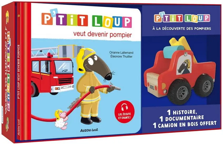 P'tit loup veut devenir pompier Cof. + camion en bois