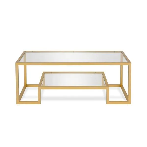 Table basse Athena de Hailey Home laiton avec surface en verre