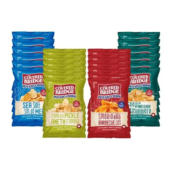 Covered Bridge Potato Chips Variety Pack, 24 × 60 g