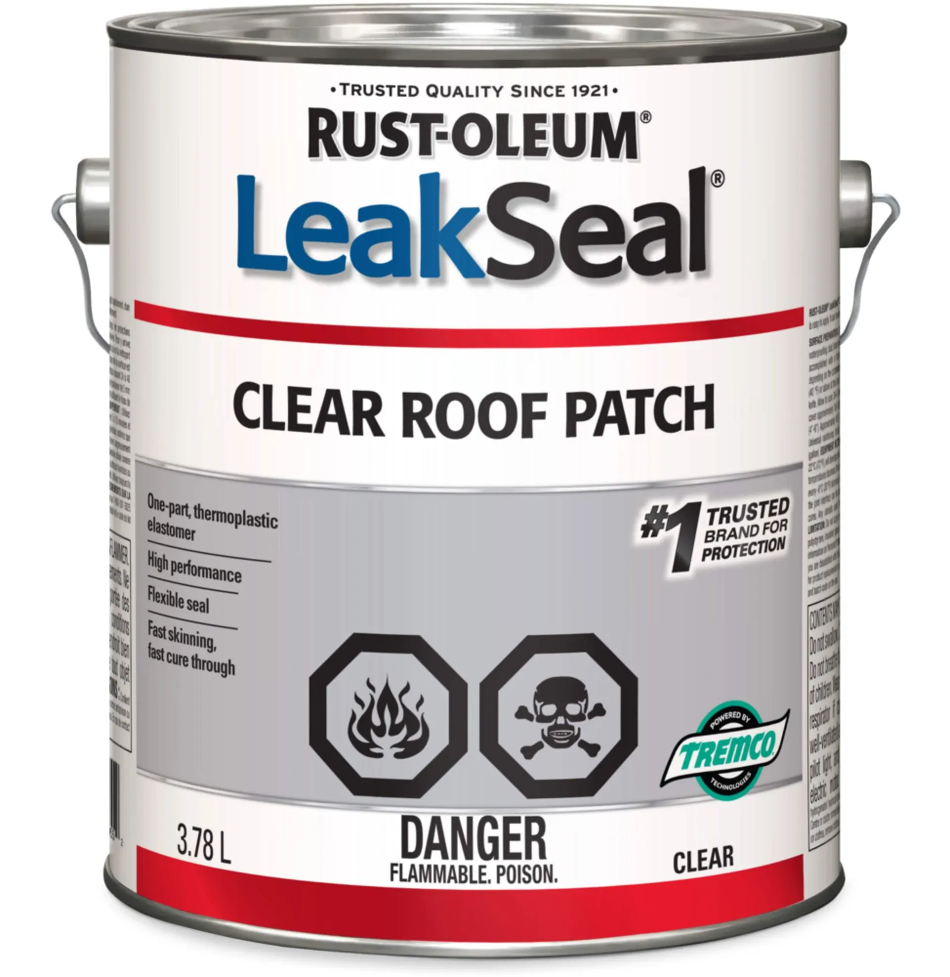 Bouche-toit incolore Rust-Oleum LeakSeal, intérieur/extérieur, scellant résistant à l'eau et aux intempéries, 3,78 L