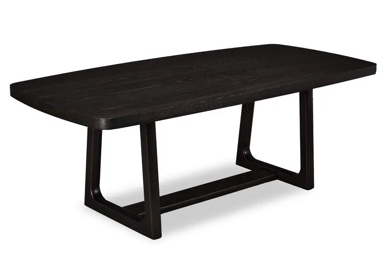 Table de salle à manger Alma de 86 po (L) avec base à tréteaux - anthracite noir