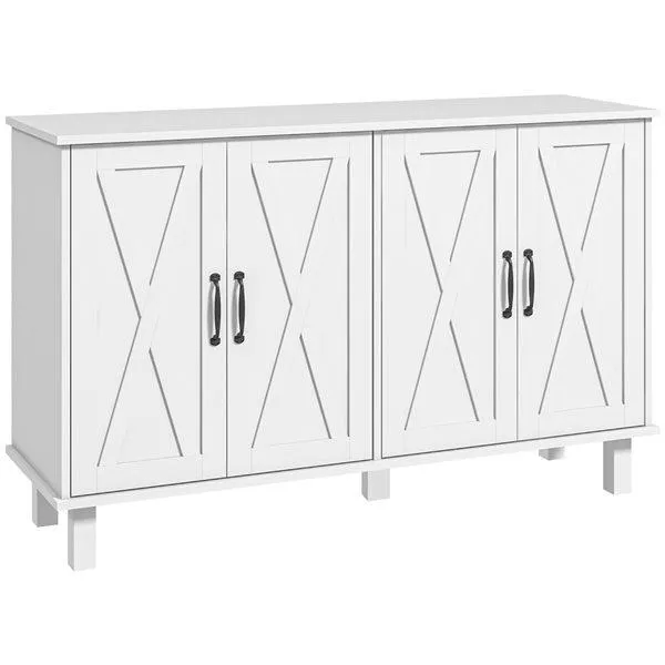 Buffet HOMCOM 47.2 l. x 14.6 p. x 29.5 pi h. composite blanc avec 4 portes et tablette réglable