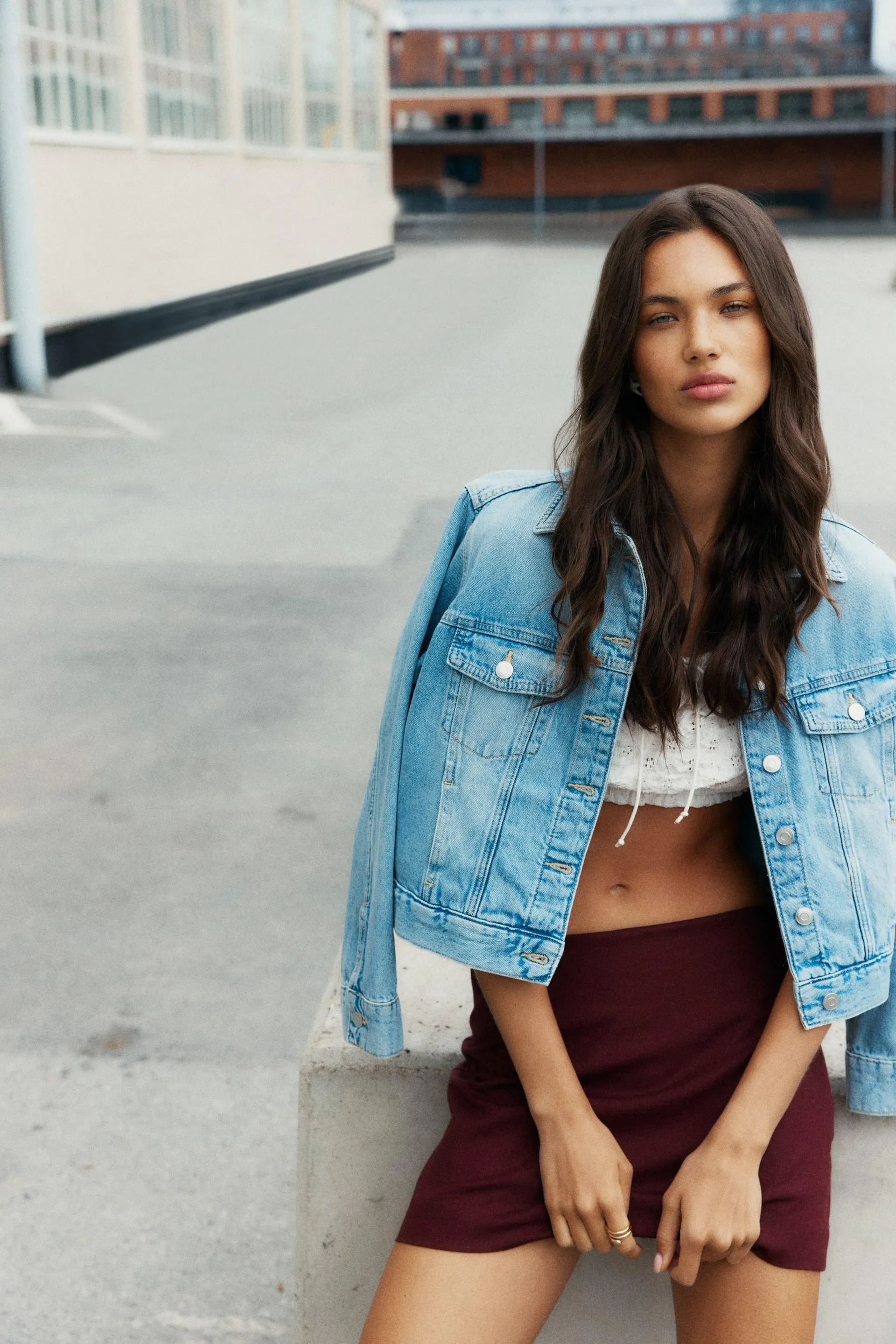 Mini jupe-short en lin mélangé