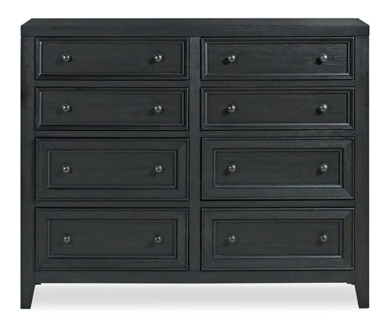 Commode Casa de 54 po (l) x 44 po (H) à 8 tiroirs en bois pour la chambre à coucher - noire