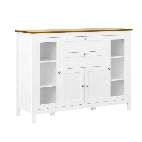 Buffet moderne HOMCOM MDF 2 tiroirs chêne blanc
