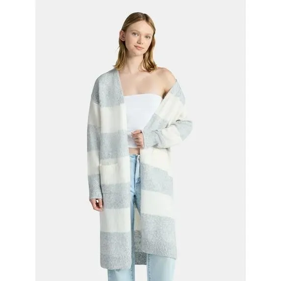 No Boundaries Striped Open Front Duster, Women’s