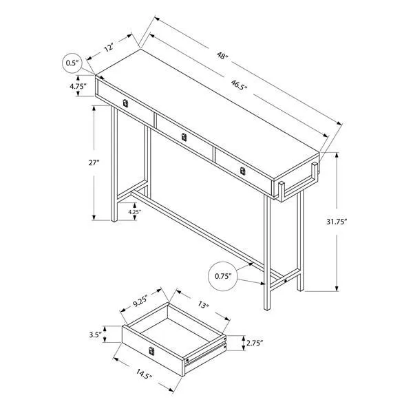 Table d'appoint Monarch, 48 po x 31,75 po, composite, brun
