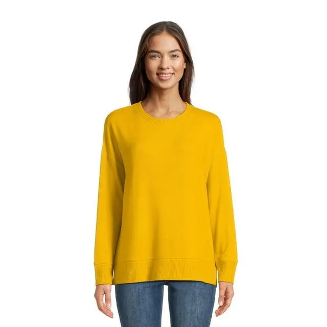 Time and Tru Women's Hacci Knit Pullover with Long-Sleeves, Single and 2-Pack, Sizes XS - XXL