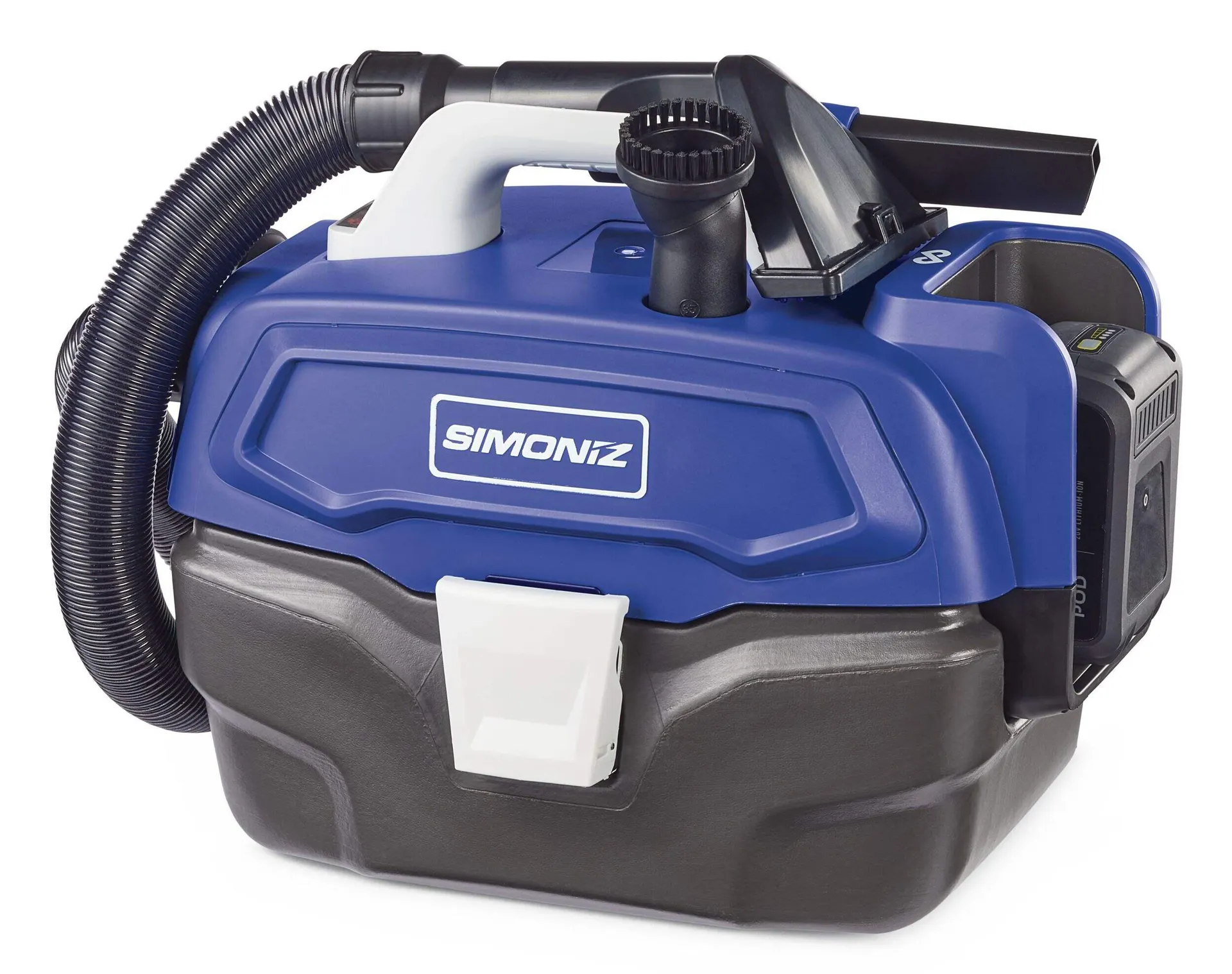 Aspirateur de déchets secs/humides compact 3-en-1 Simoniz PWR POD avec tuyau et accessoires
