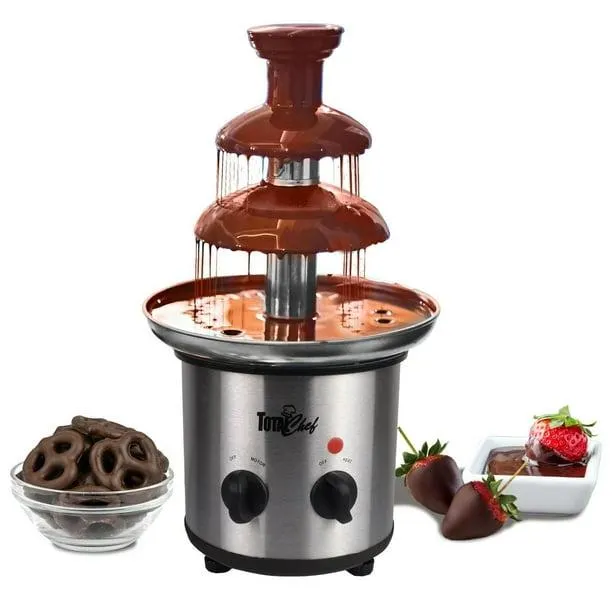 Total Chef Fontaine à chocolat 3 niveaux, fontaine parfaite pour les fêtes, idéale pour tremper chocolat, fruits et friandises