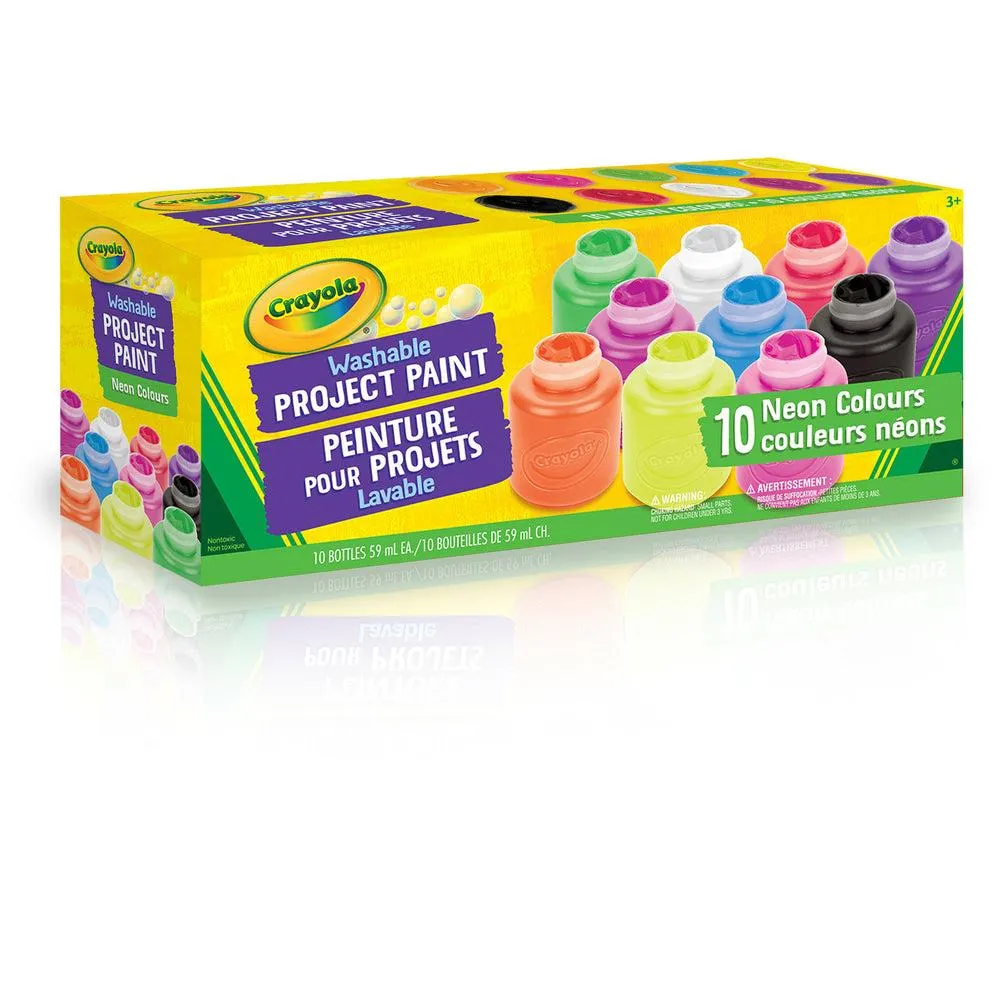 Crayola - Peinture lavable, couleurs néons - Paquet de 10