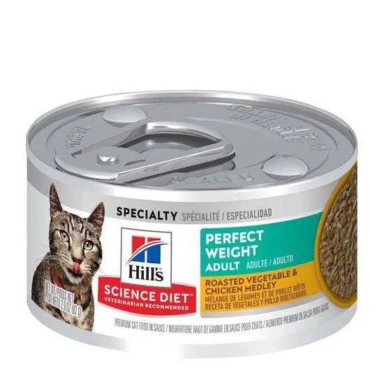 Mélange de légumes et de poulet rôtis « Perfect Weight » pour chats adultes, 82 g