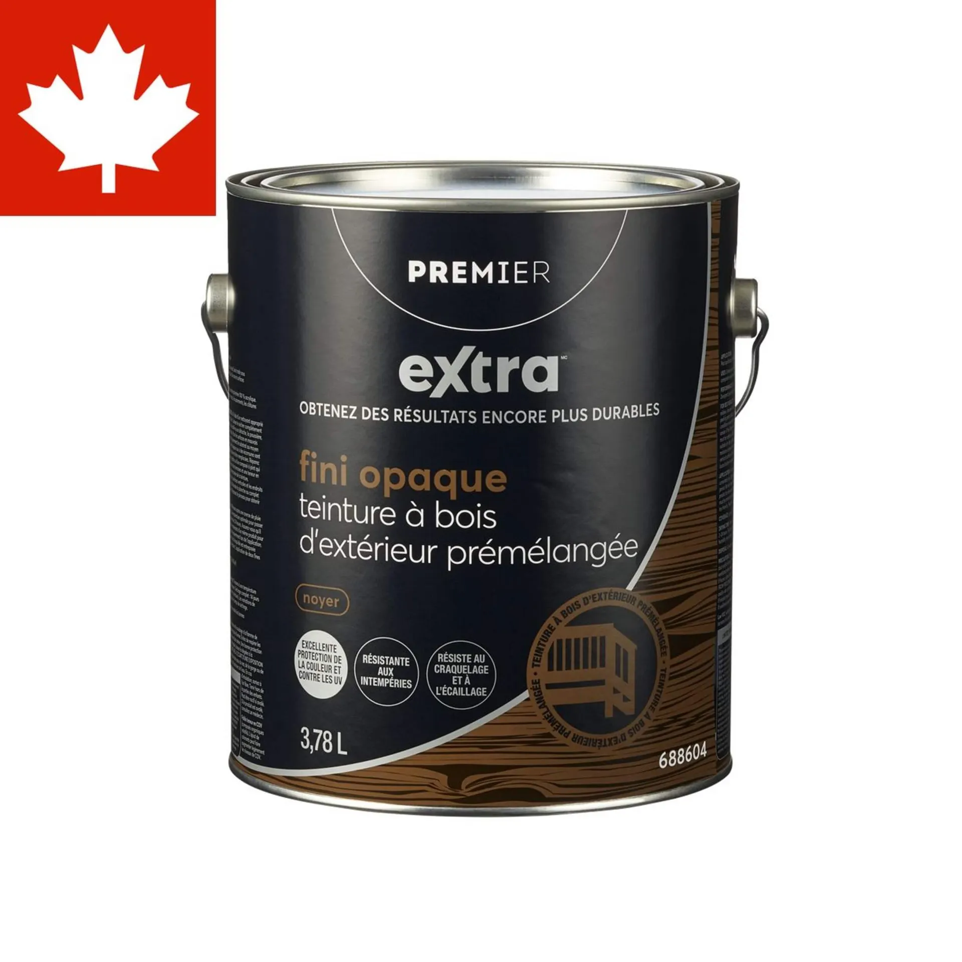 Teinture d'extérieur prémélangée pour bois Premier Extra, noyer uni, 3,78 L