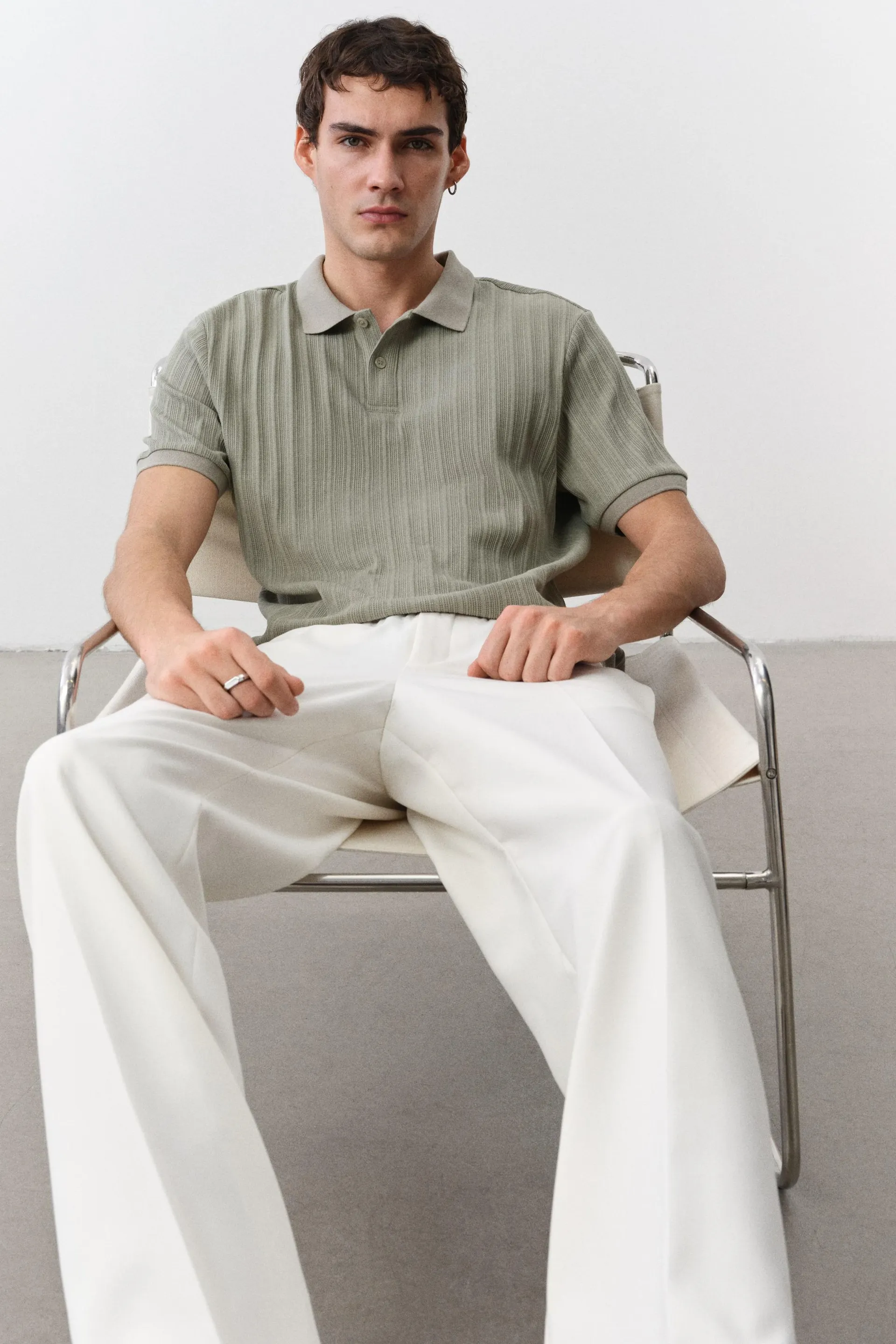 Polo près du corps en jersey texturé