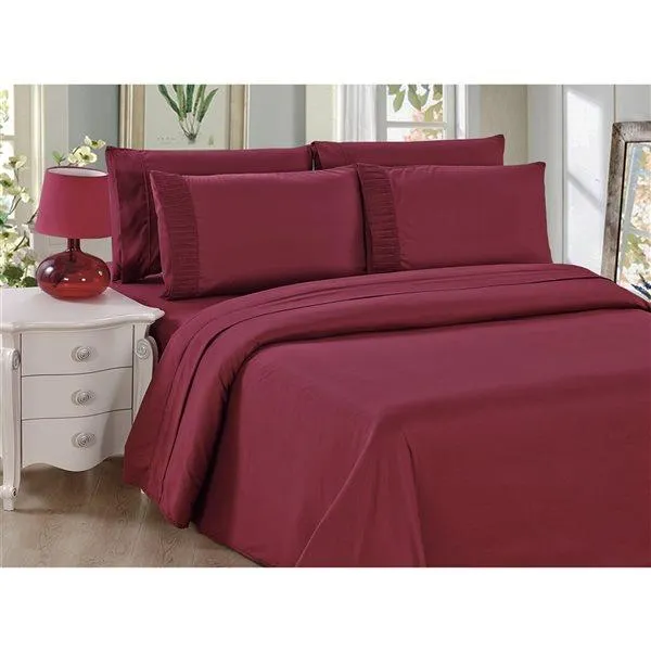 Ensemble de housse de couette Marina Decoration bourgogne pour très grand lit, 3 mcx