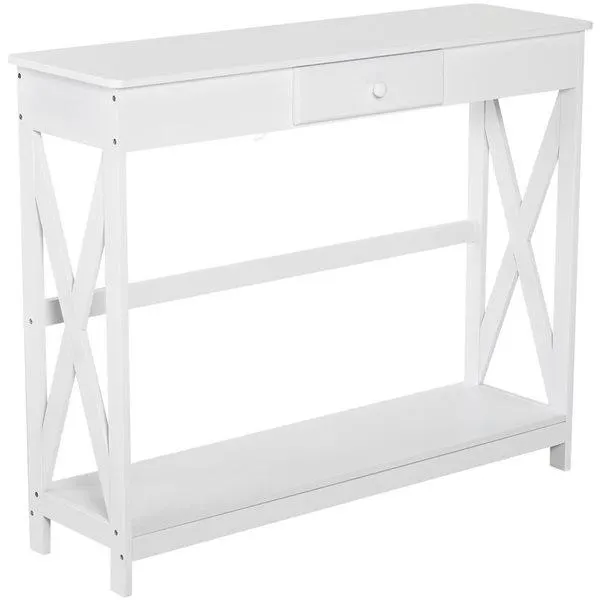 Console étroite d'entrée en composite HOMCOM avec tiroir et tablette, 39 l. x 12 p. x 32 po h., blanc