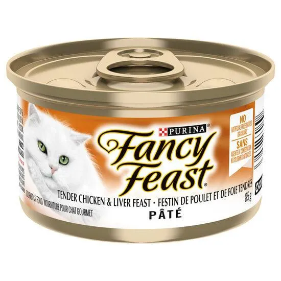 Nourriture humide au foie et poulet tendres pour chat adulte