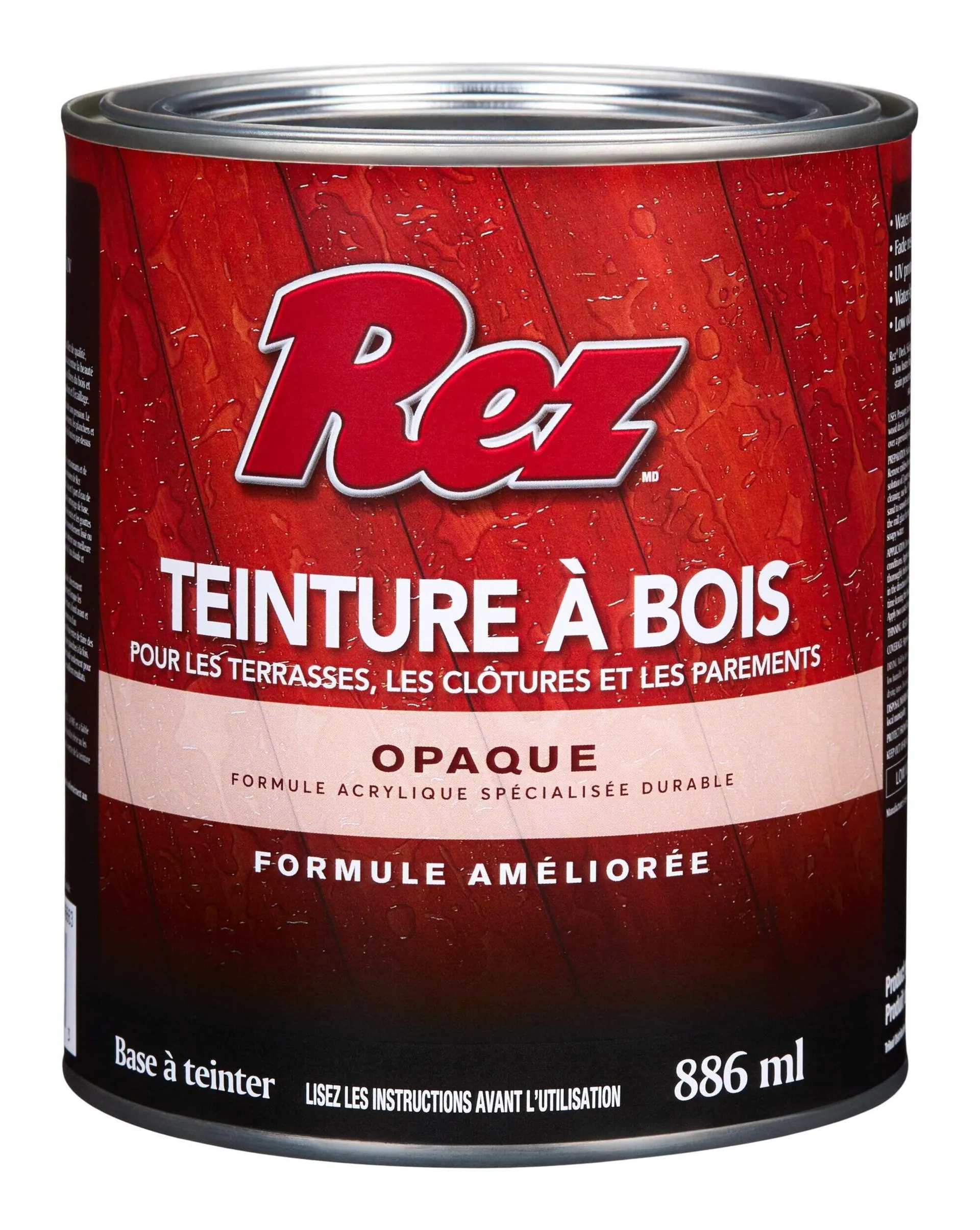 Teinture de bois durable à base d'huile et d'eau pour terrasses, parements et clôtures REZ, base à teinter, 3,45 L/1 gallon, paq. 2