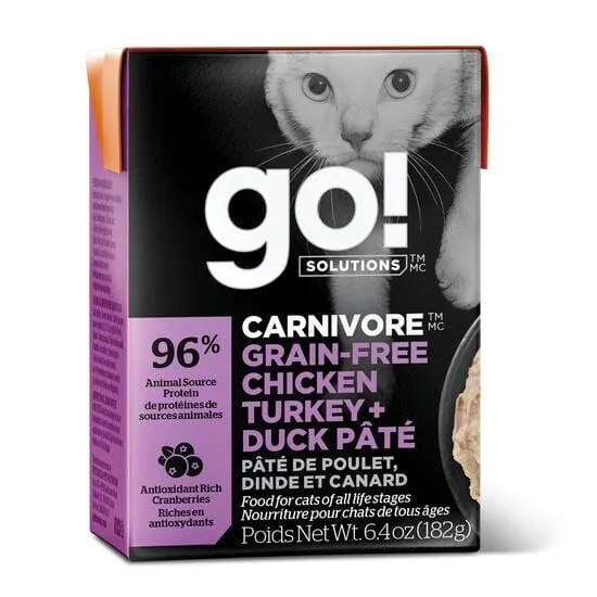 Pâté « Carnivore » de poulet, dinde et canard sans grains pour chats, 182 g