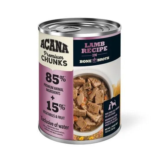Nourriture humide recette à l'agneau avec bouillon d'os pour chiens, 363 g