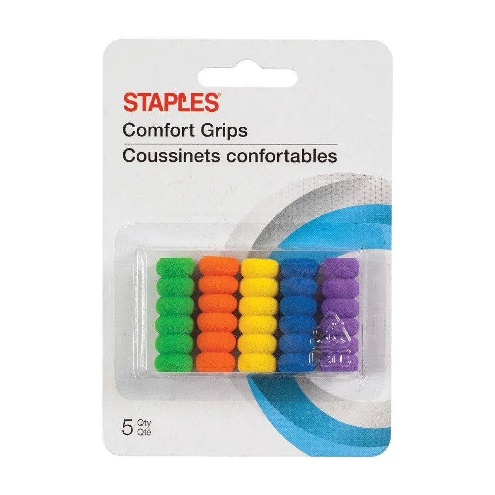 Staples – Crayons coussinets confortables - Couleurs assorties – Paquet de 5