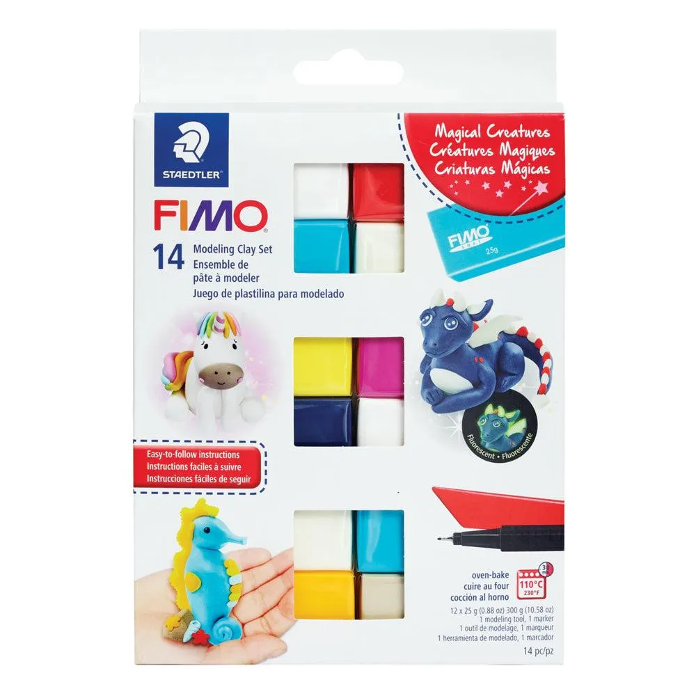Staedtler Ensemble Créatures Magiques FIMO, couleurs assorties, paquet de 14