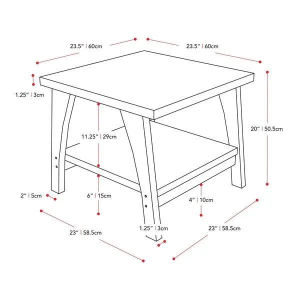 Table basse contemporaine Hollywood avec fini stratifié, 1 tablette basse, gris foncé