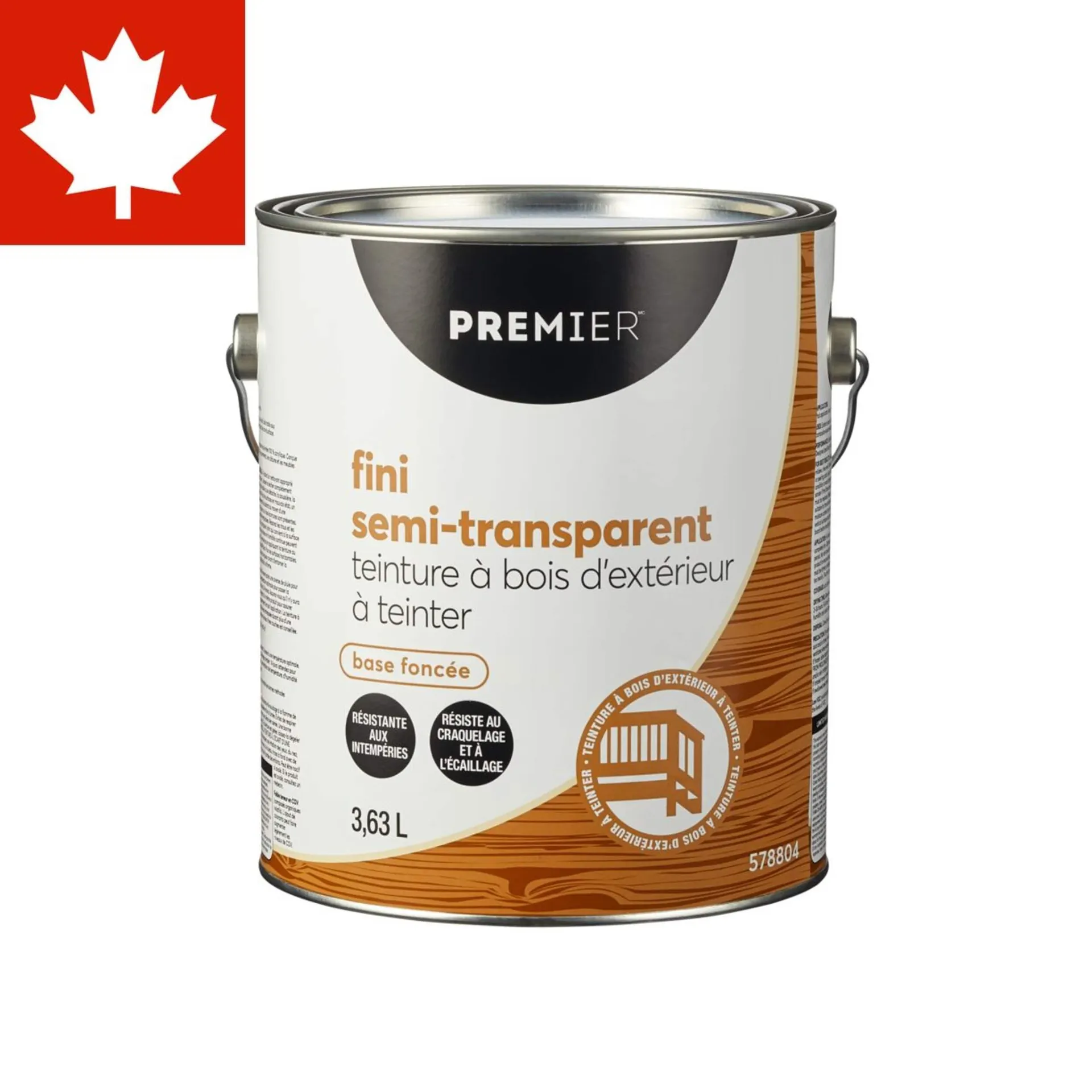 Teinture d'extérieur pour bois Premier, semi-transparent, 3,63 L