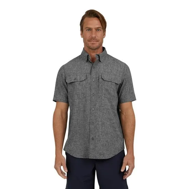 Chaps Men's and Big Men's Short Sleeve Everyday Performance Chambray Shirt, Sizes S-3XL