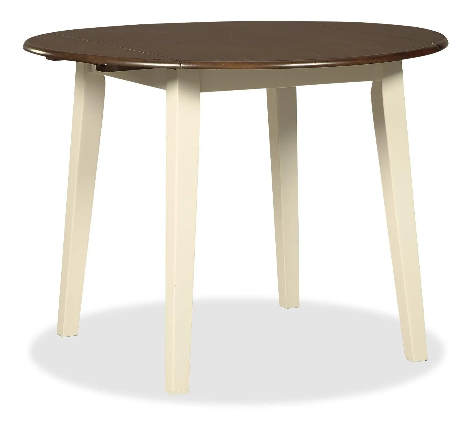 Table de salle à manger ronde Woodanville de 40,5 po à abattant - deux teintes, blanc et brun