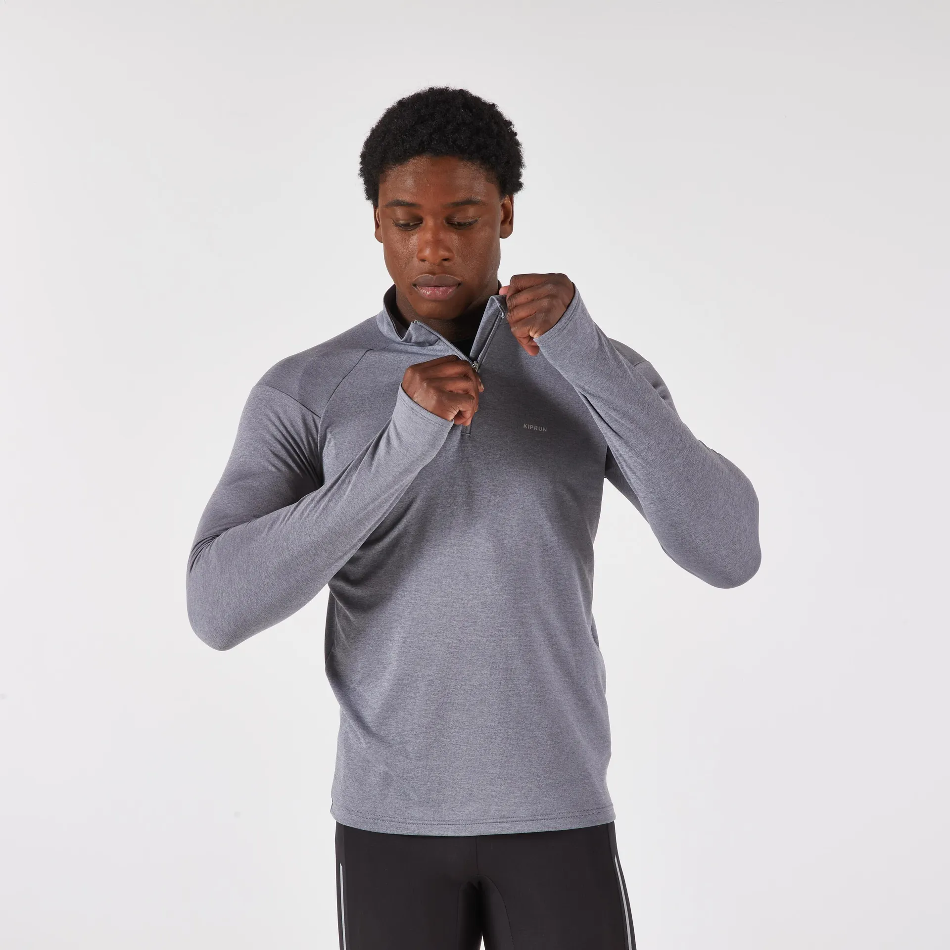 Chandail de course à manches longues et demi-zip respirant homme, Run 100