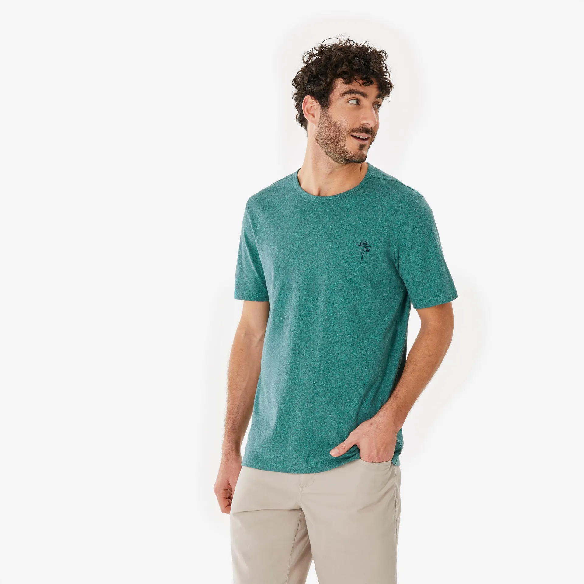 T-shirt en coton de randonnée homme - NH 100 vert clair