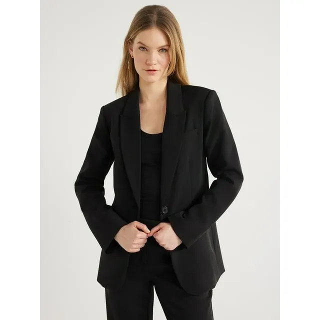 Scoop Women's & Women's Plus Ultimate Crepe One Button Suit Blazer, Sizes XS-4X