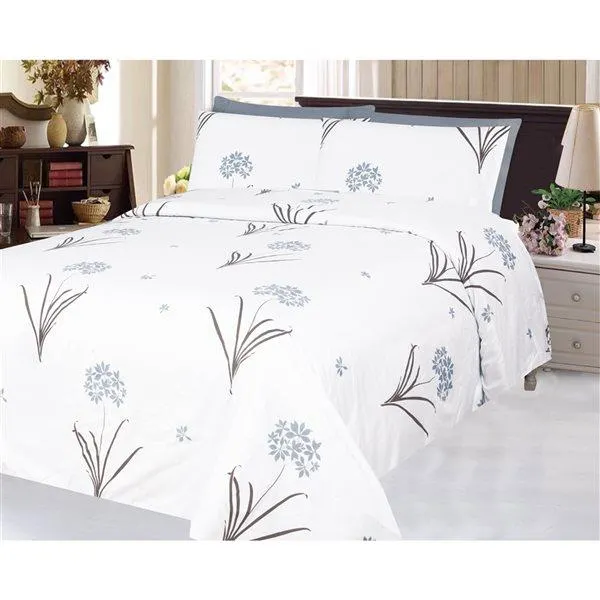 Draps Marina Decoration blanc et gris pour grand lit en polyester, 6 mcx