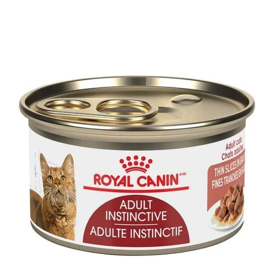 Nourriture en conserve fines tranches en sauce formule santé féline adulte instinctif