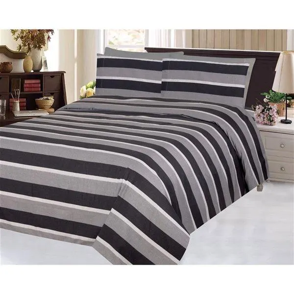 Ensemble de housses de couette Marina Decoration noir et gris pour lit simple, 2 pièces