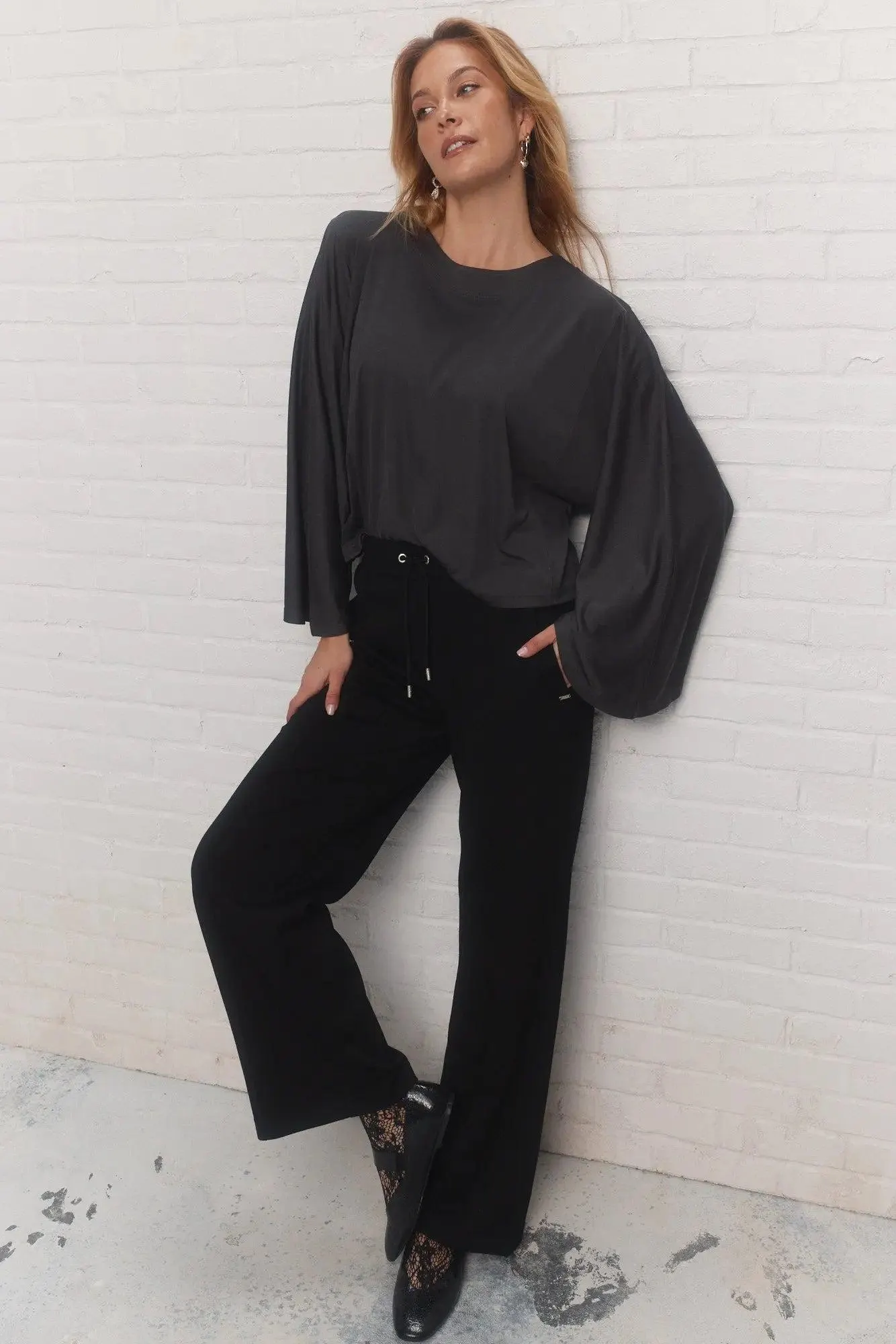 Barlee | Pantalon noir jambe droite