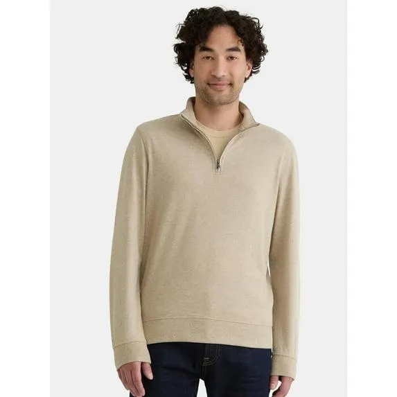 George Men's Quarter Zip Pullover with Long Sleeves, Sizes S-3XL