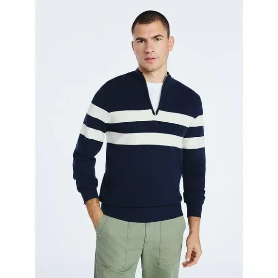 Free Assembly Men's Quarter Zip Rugby Sweater, Sizes S-3XL