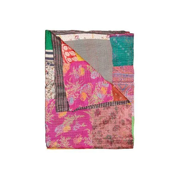 Jeté en soie Kantha, 50 pox 70 po, multicolore