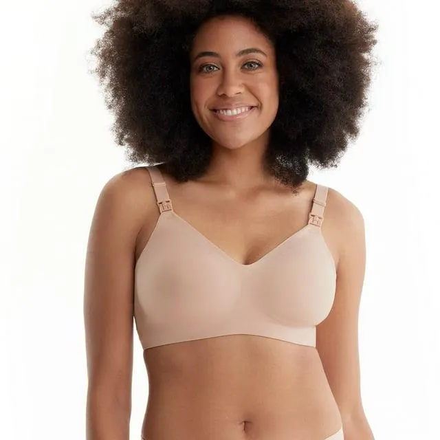 Momcozy Nursing Bras for Breastfeeding, Seamless Ultra Comfort Maternity Bra, Natural Shape, Pregnancy Sleep Bralette, Beige