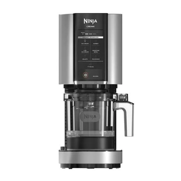 Ninja CREAMi, NC301C, Crème glacée, Sorbet, Gelato, Lait frappé, bol de boisson frappée, et Crème glacée légère, 7 Programmes, 800W, Argent Crème glacée, 16 oz (450 g)