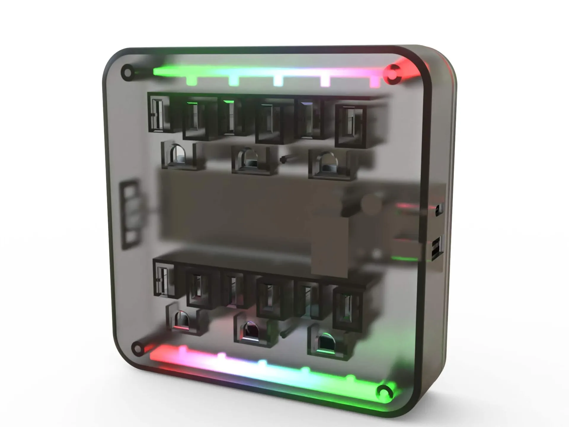 Concentrateur d'alimentation à 6 prises avec limiteur de surtension Globe, 2 prises USB murales avec lumières RVB, 900 joules, transparent/noir